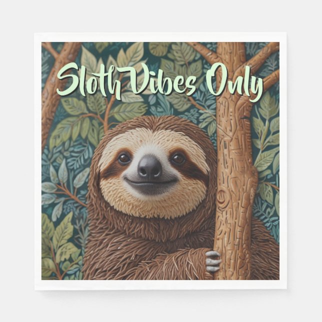 Serviette En Papier Cute retro boho Sloth Hang in there sloth vibes  (Devant)