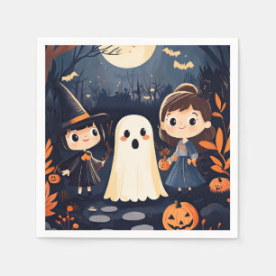 Serviette En Papier Cute Retro Vintage Halloween Enfants Ghost Citroui