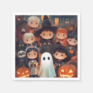 Serviette En Papier Cute Retro Vintage Halloween Enfants Ghost Citroui