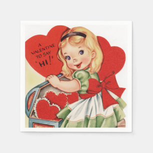 Serviette En Papier Cute rétro vintage Valentine fille soirée napkin