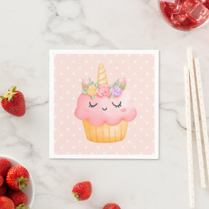 Serviette En Papier Cute rose Cupcake Unicorn avec Rose