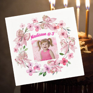 Serviette En Papier Cute Rose Floral Bow Girl Photo Anniversaire