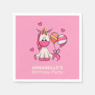 Serviette En Papier Cute Rose Unicorn Fille Anniversaire