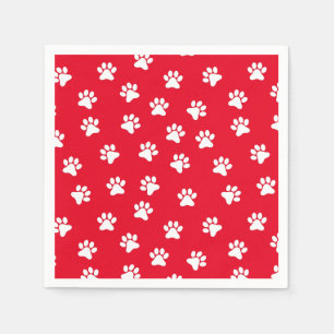 Serviette En Papier Cute rouge et blanc Empreinte de patte Motif servi