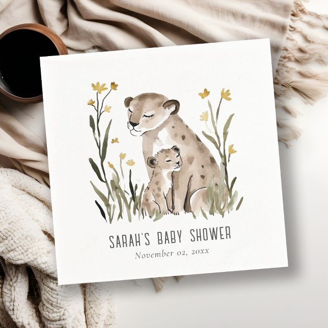 Serviette En Papier Cute Rustic Mum and Baby Tiger Foliage Baby Shower (Créateur téléchargé)