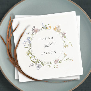 Serviette En Papier Cute Rustique Jaune Pré Floral Mariage Wreath