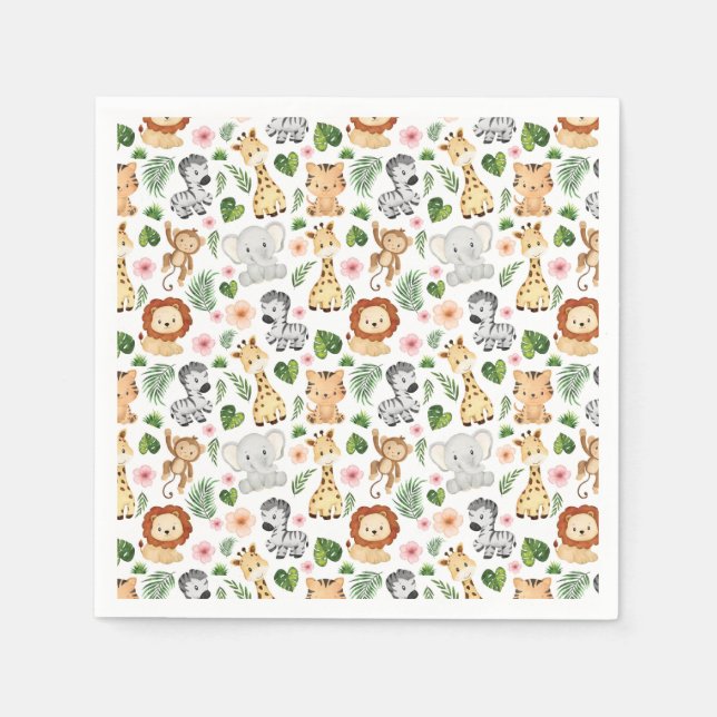 Serviette En Papier Cute Safari Animals (Devant)