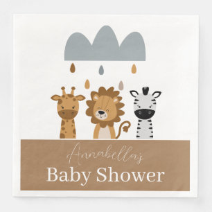 Serviette En Papier Cute Safari Boho Bébé Animaux
