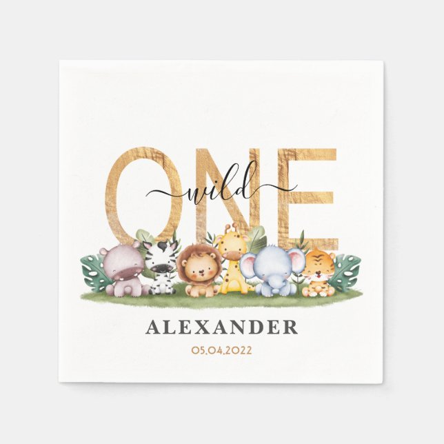 Serviette En Papier Cute Safari Wild One 1er Anniversaire serviettes (Devant)