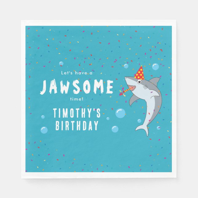 Serviette En Papier Cute Shark à la fête des Anniversaires de enfants  (Devant)