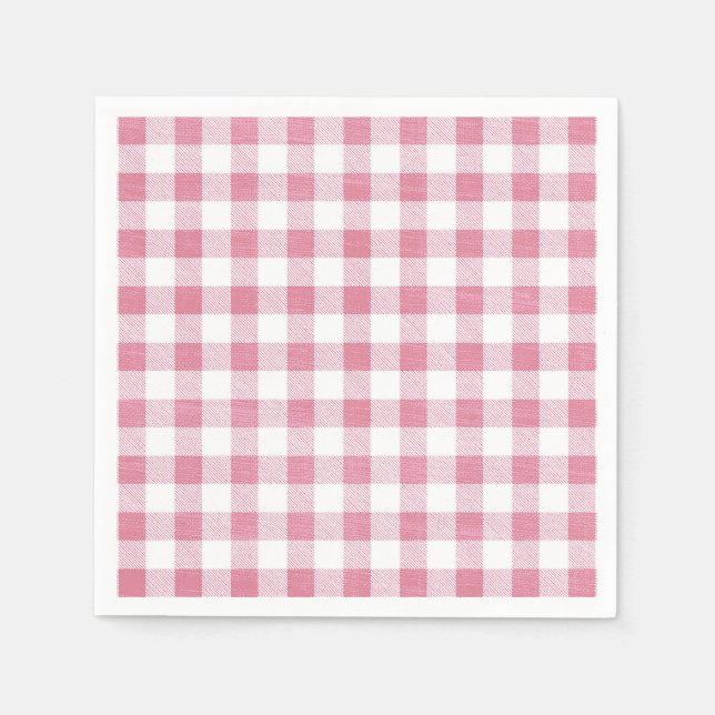 Serviette En Papier Cute Simple Fille Preppy Rose En vichy Plaid (Devant)