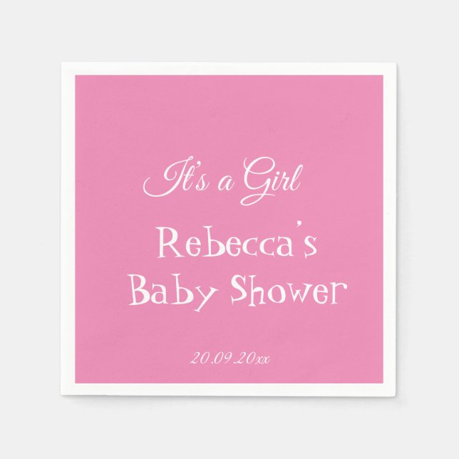 Serviette En Papier Cute Simple Pink c’est un Baby shower féminin (Devant)
