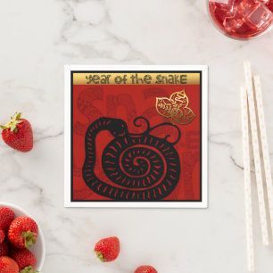 Serviette En Papier Cute Snake chinois Année 2025 Zodiac Anniversaire 