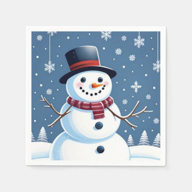 Serviette En Papier Cute Snowman (Devant)