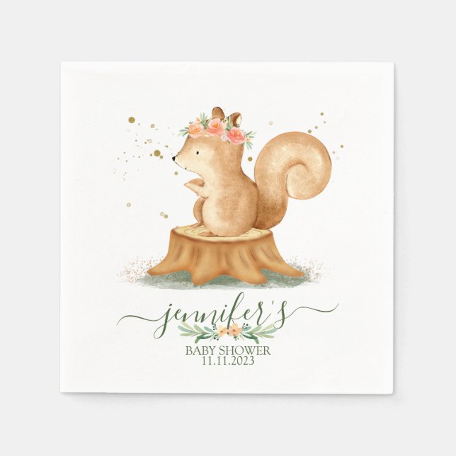 Serviette En Papier Cute Squirrel wildlife baby newborn (Devant)