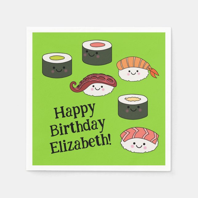 Serviette En Papier Cute Sushi Enfants 1er anniversaire (Devant)
