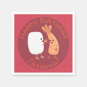 Serviette En Papier Cute sushi riz crevettes amis dessin animé