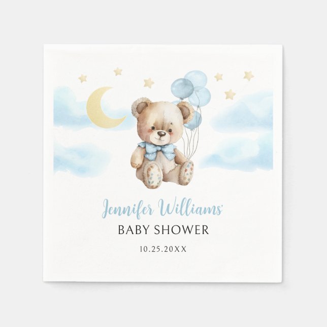 Serviette En Papier Cute Teddy Bear Balloon Baby shower Papier (Devant)