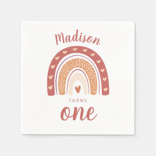 Serviette En Papier Cute Terracotta Rainbow Boho Premier anniversaire