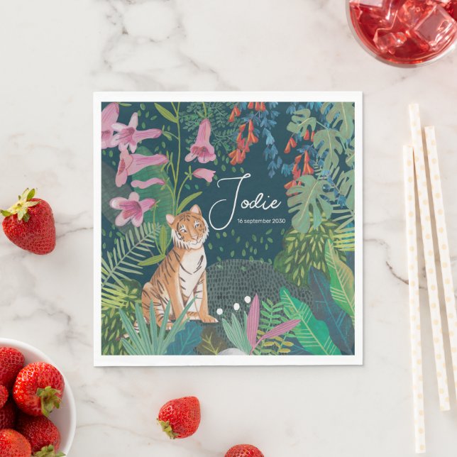Serviette En Papier Cute Tiger Jungle Nouveau bébé Douche (En situation)