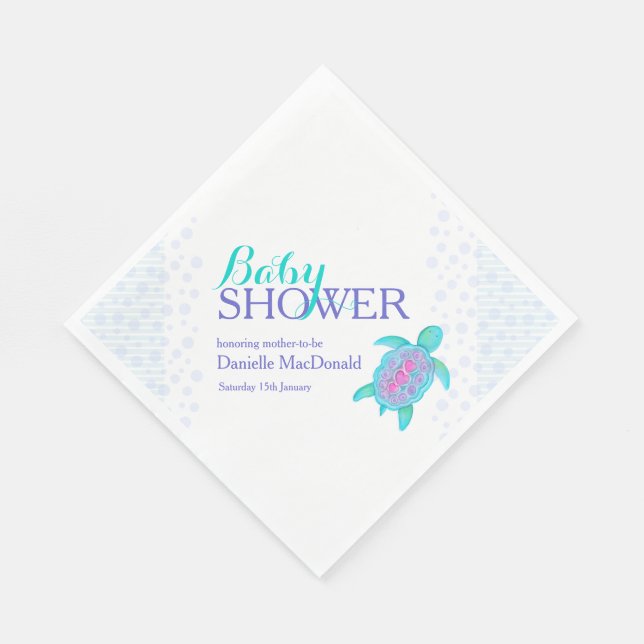Serviette En Papier Cute tortue aquarelle baby shower personnalisé ser (Coin)