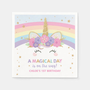 Serviette En Papier Cute Unicorn 1er Anniversaire Party Rainbow Servie