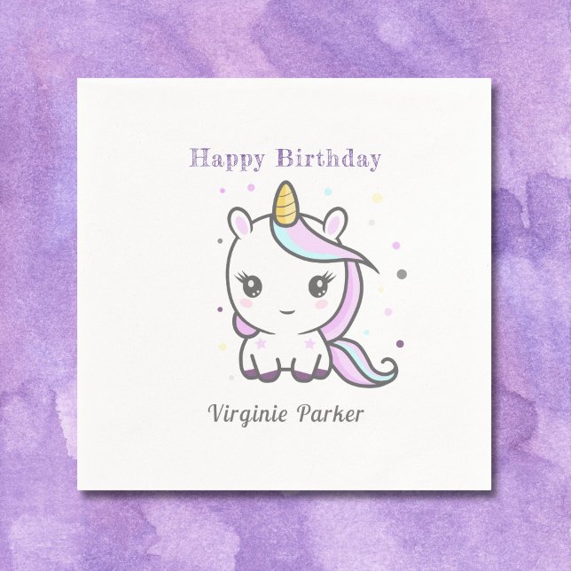 Serviette En Papier Cute Unicorn Anniversaire serviettes (Cute Unicorn Birthday Napkins)