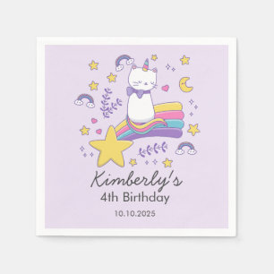 Serviette En Papier Cute Unicorn Chat Anniversaire de enfant Party