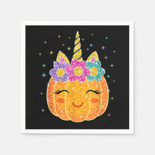Serviette En Papier Cute Unicorn Citrouille Halloween Thanksgiving