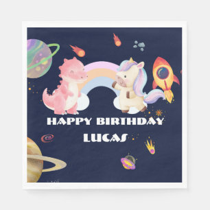 Serviette En Papier Cute Unicorn Dinosaur Galaxy Rocket fête d'anniver