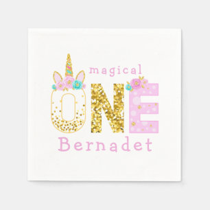 Serviette En Papier Cute Unicorn Horn 1er Anniversaire Gold Parties sc