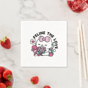 Serviette En Papier Cute Valentine's Cat Design - Feline the Love