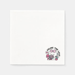 Serviette En Papier Cute Valentine's Cat Design - Feline the Love