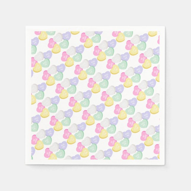 Serviette En Papier Cute Valentines Day Coeurs bonbons (Devant)