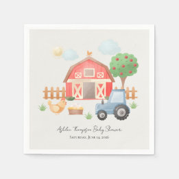 Serviette En Papier Cute Watercolor Barn Farm Animals Baby Shower 