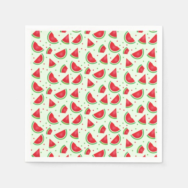 Serviette En Papier Cute Watermelon Motif Melon Été Vert clair (Devant)
