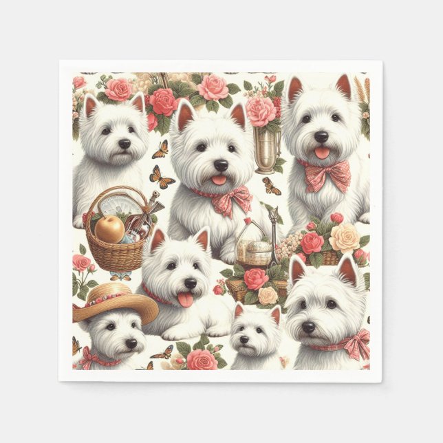 Serviette En Papier Cute West Highland White Terrier sans fil (Devant)