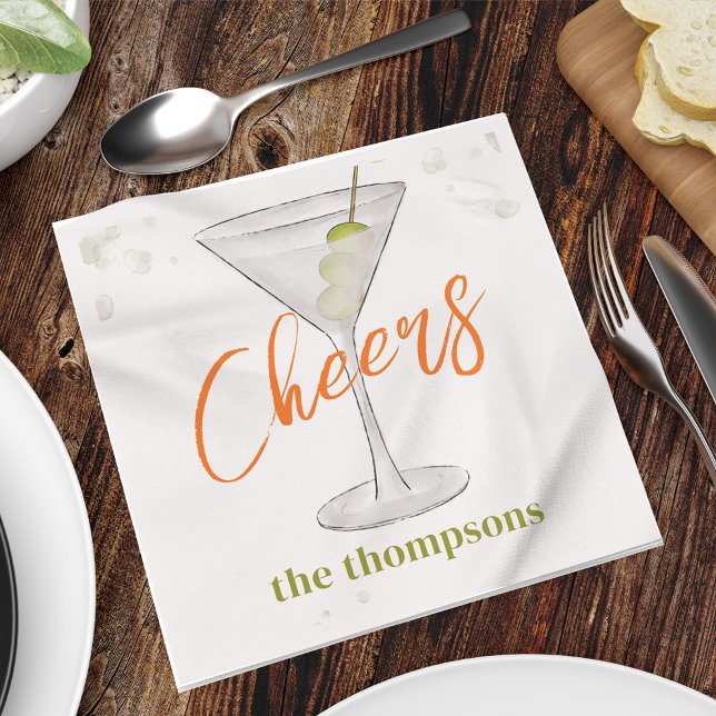 Serviette En Papier Cute Whimsical Martini Cocktail Simple Party (Créateur téléchargé)