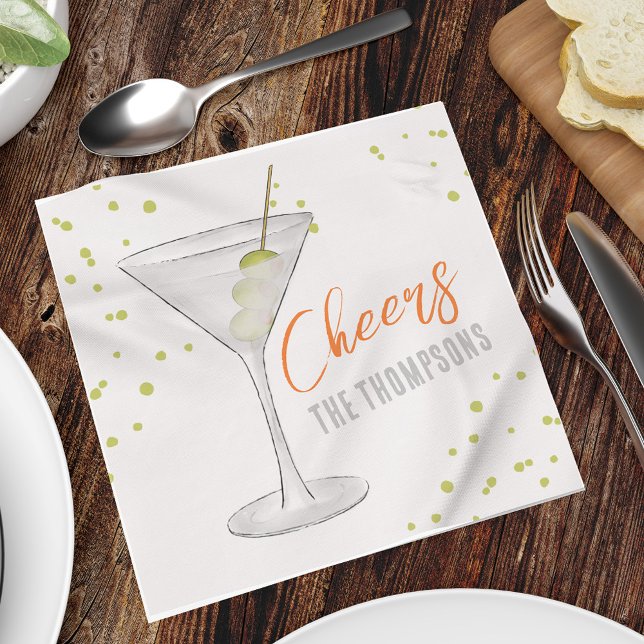 Serviette En Papier Cute Whimsical Martini Cocktail Simple Party (Créateur téléchargé)
