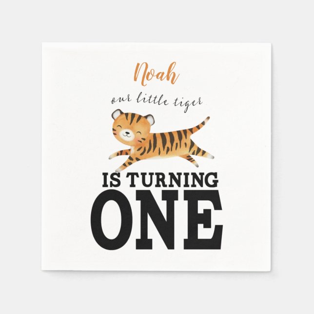 Serviette En Papier Cute Wild One Jungle Tiger 1er anniversaire Invita (Devant)