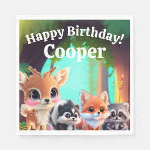 Serviette En Papier Cute Woodland amis renard skunk raccoon cerf