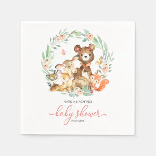 Serviette En Papier Cute Woodland Animaux Baby shower verdoyant
