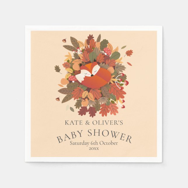 Serviette En Papier Cute Woodland Fox Club Couples Baby shower (Devant)
