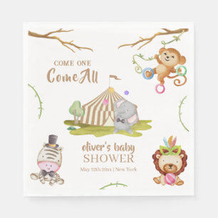 Serviette En Papier Cute Woodland Safari Baby shower animal de cirque