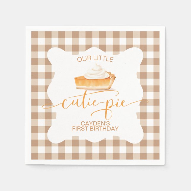 Serviette En Papier Cutie Pie citrouille pie Chute plaid Premier anniv (Devant)