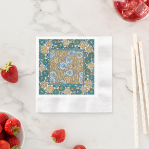 Serviette En Papier cyclamen bleu art nouveau fleur botanique