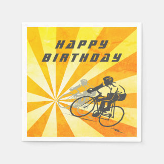 Serviette En Papier Cyclistes routiers avec Retro Sunburst Bike Annive