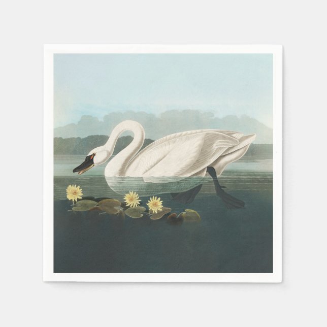 Serviette En Papier cygne audubon cygnes d'eau blanche (Devant)