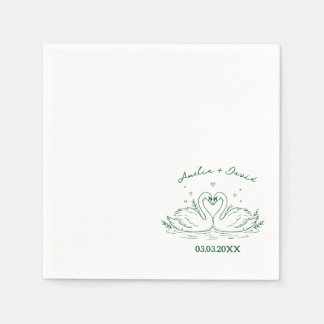 Serviette En Papier Cygnes oiseaux amoureux Serviettes dessinées à la
