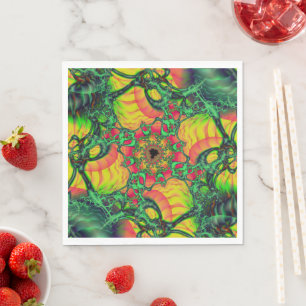 Serviette En Papier D Art fractal vert et jaune